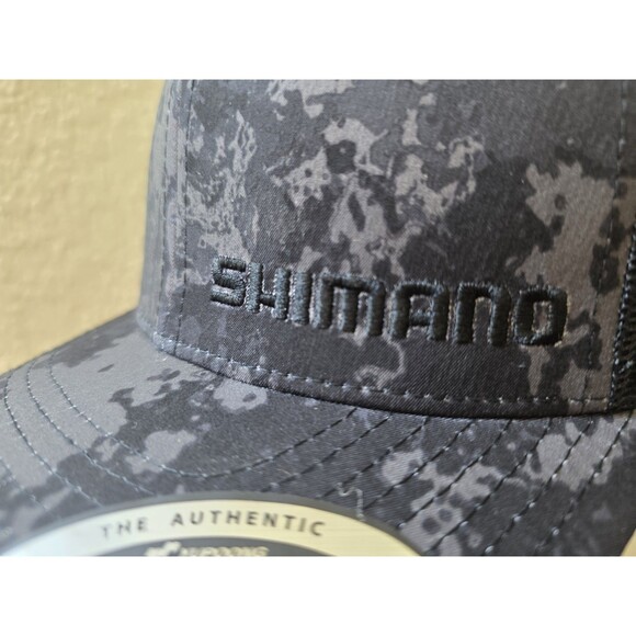 Shimano Hat Men Gray Black Snapback Mesh Trucker Cycling Fish Cap Yupoong NWOT - Picture 3 of 7